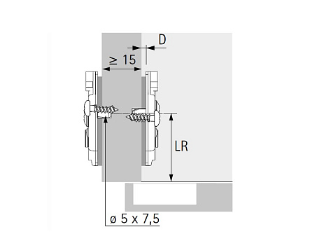 Монтажная планка для петли Sensys/Intermat H=3,0 мм, Direkt, со штифтами и спец. винтами, эксц. рег-ка Art. 9075067, Hettich